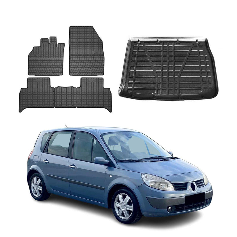 Kit Tapis de sol et coffre pour Renault Scenic 2003-2009 TPE Noir