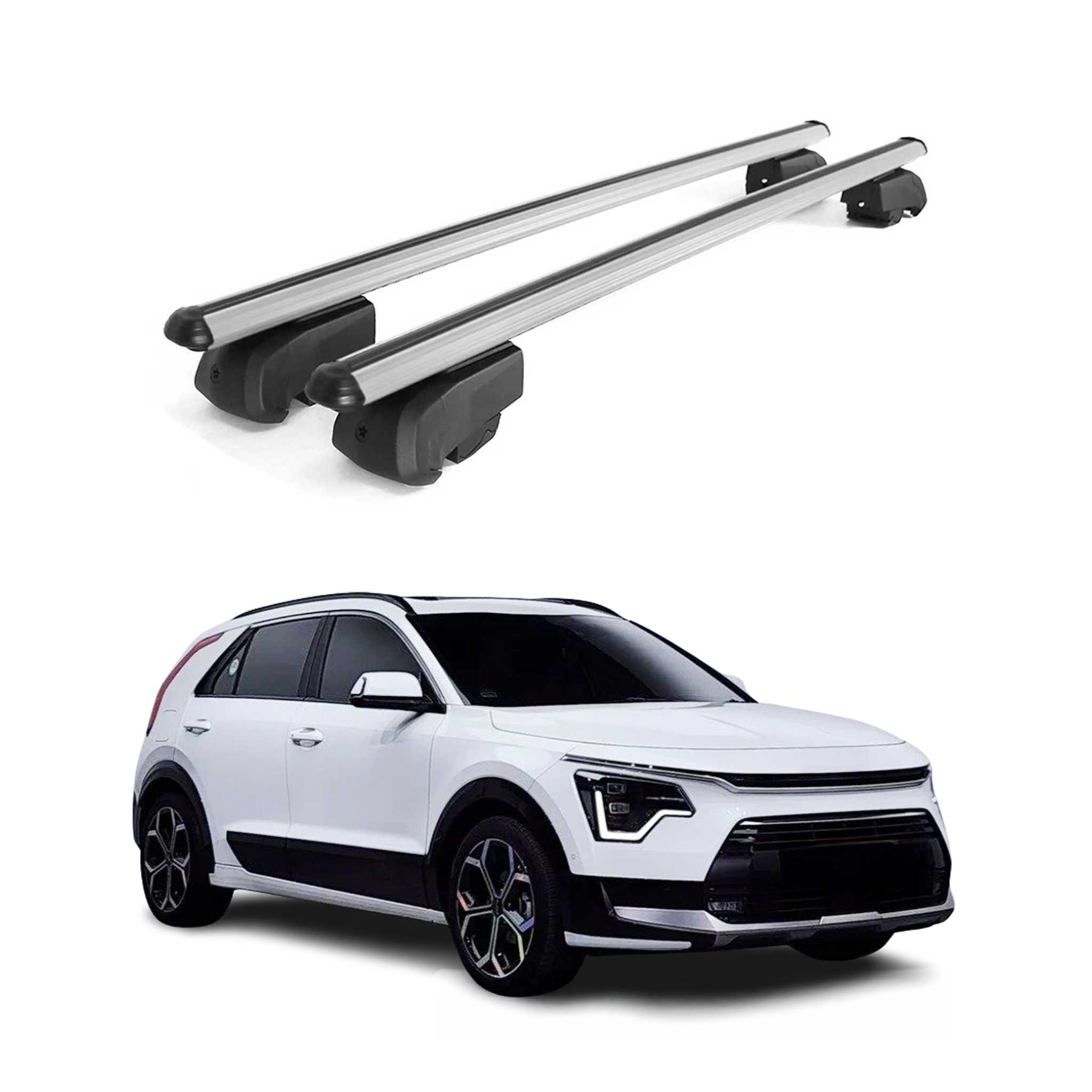 Barres de toit Transversales pour Kia Niro 2022-2025 ABE Aluminium Gris