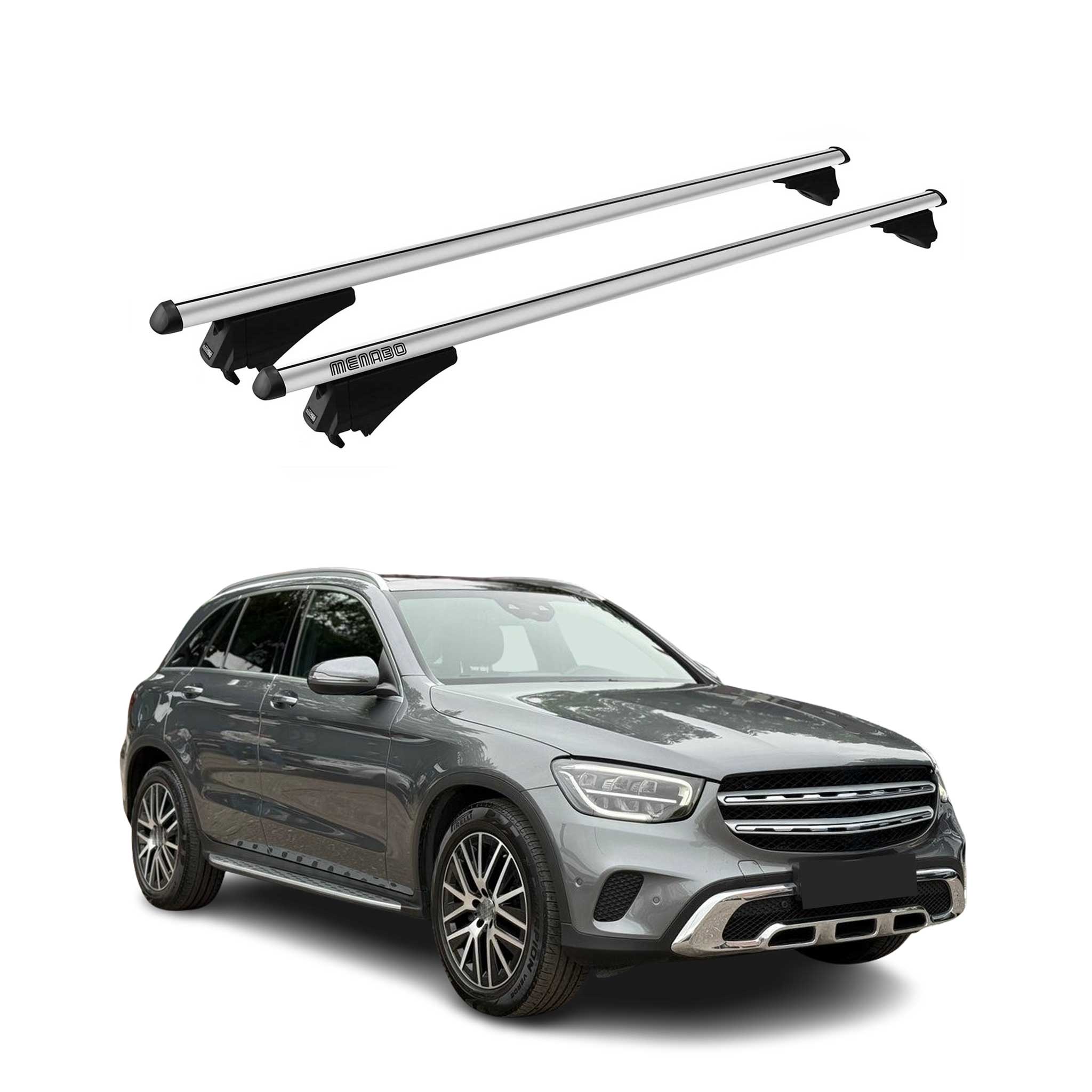 Tiger Barres de toit transversales pour Mercedes GLC X253 2020-2022 FL Gris Alu