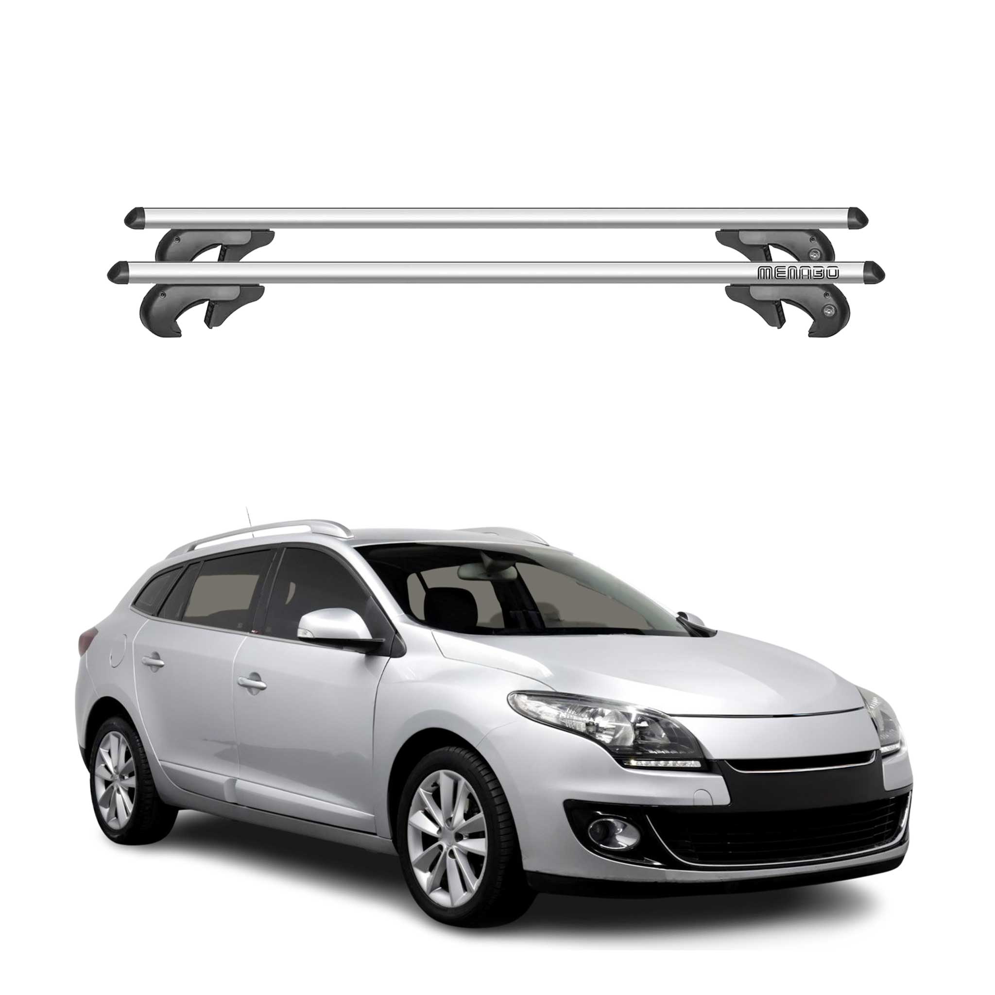 Barres de toit pour Renault Megane Break 2009-2016 90kg Alu Gris 2x