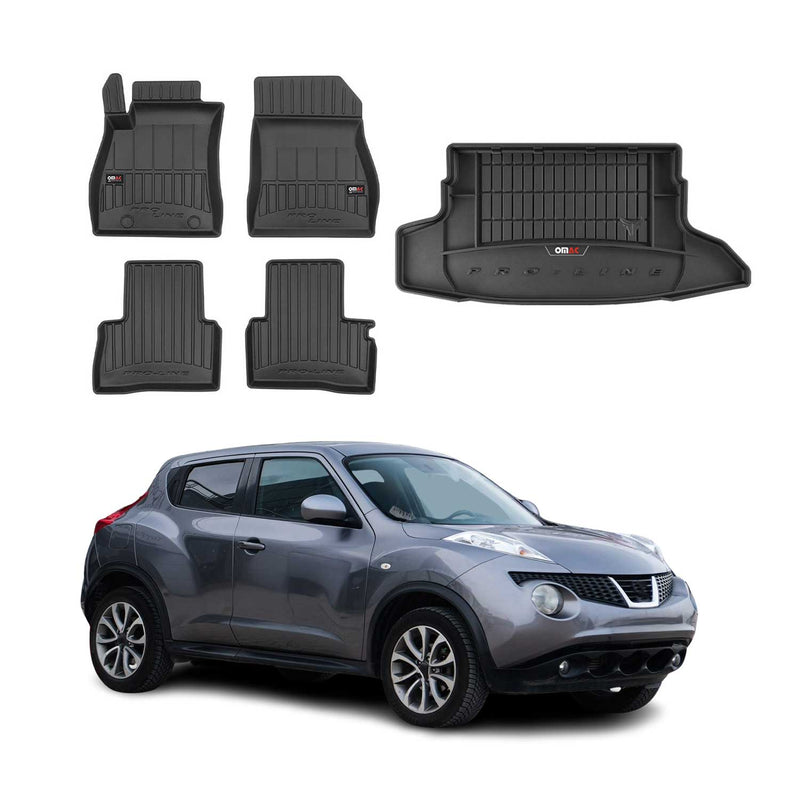 Kit Tapis de Sol et Coffre pour Nissan Juke 2010-2019 TPE Noir