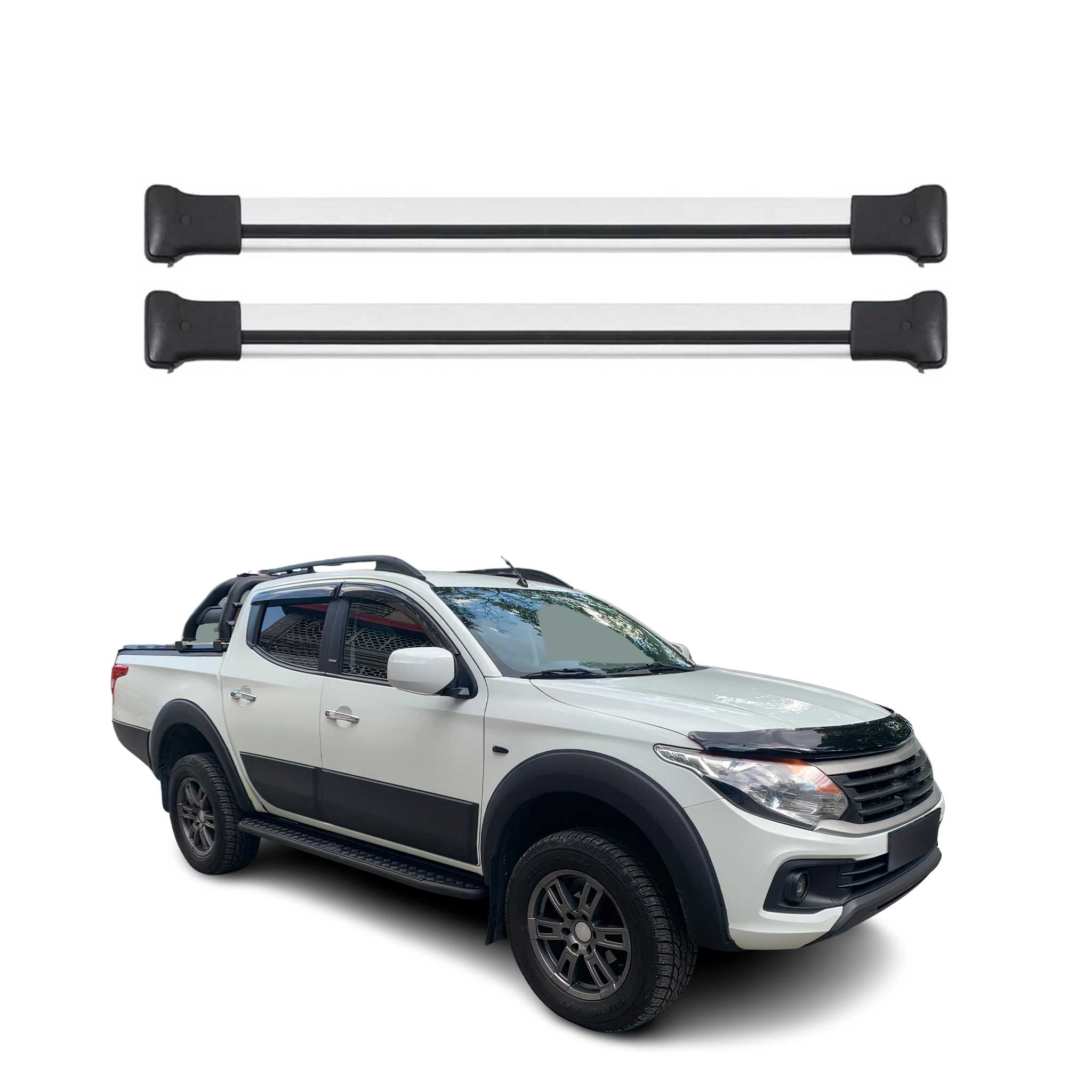 OMAC Barres de toit en aluminium pour Fiat Fullback 2016-2019 Gris 2Pcs TÜV