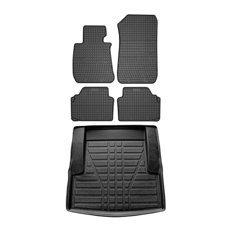 Kit Tapis de sol et coffre pour BMW Série 3 E90 Berline 2004-2011 Noir TPE