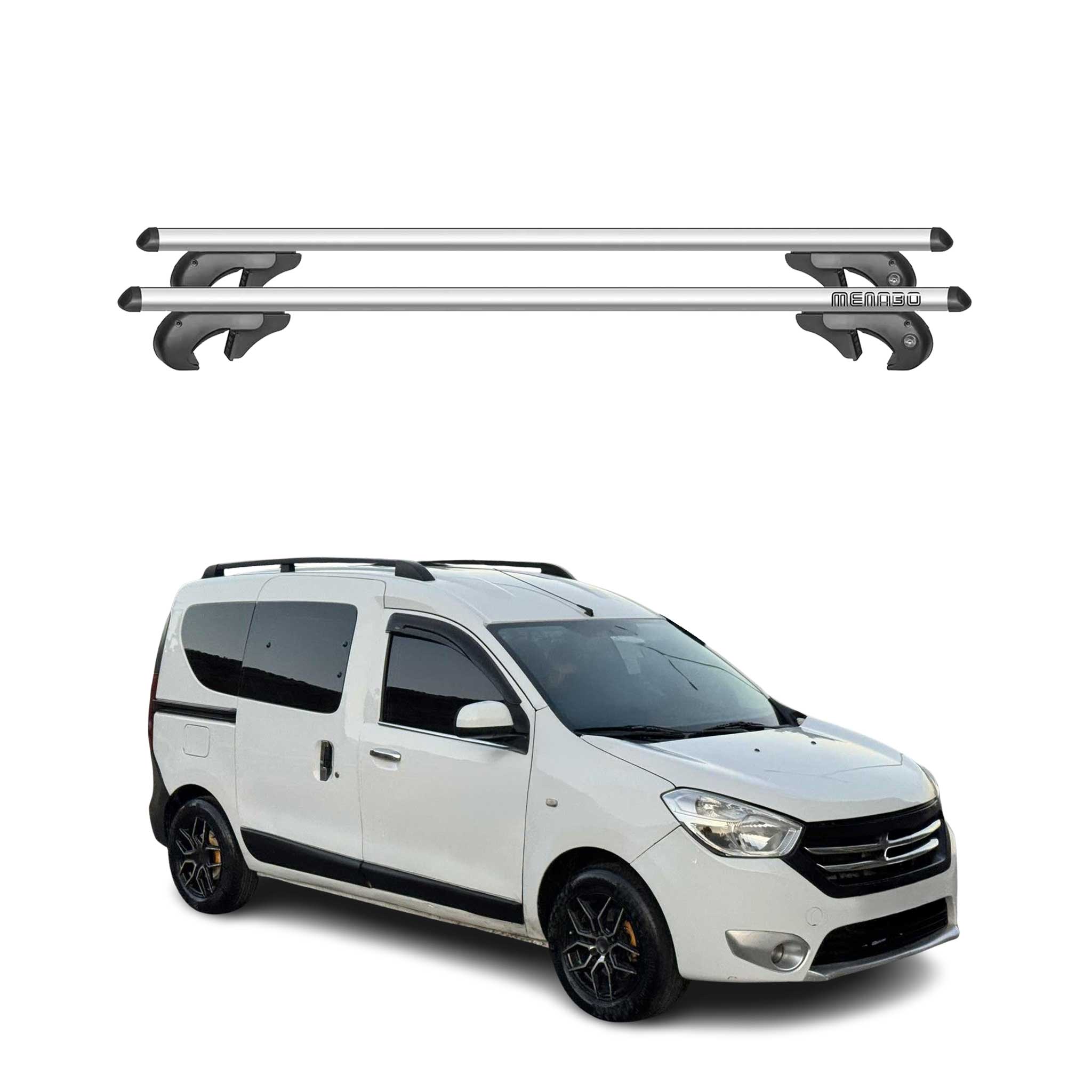 Barres de toit transversales pour Dacia Dokker 2012-2021 90kg Alu Gris 2tlg