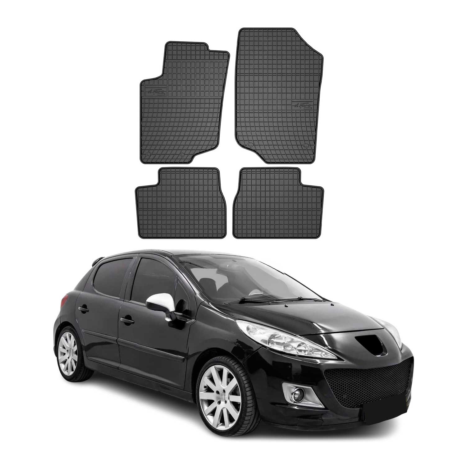 Tapis de Sol pour Peugeot 207 2006-2012 Caoutchouc Noir