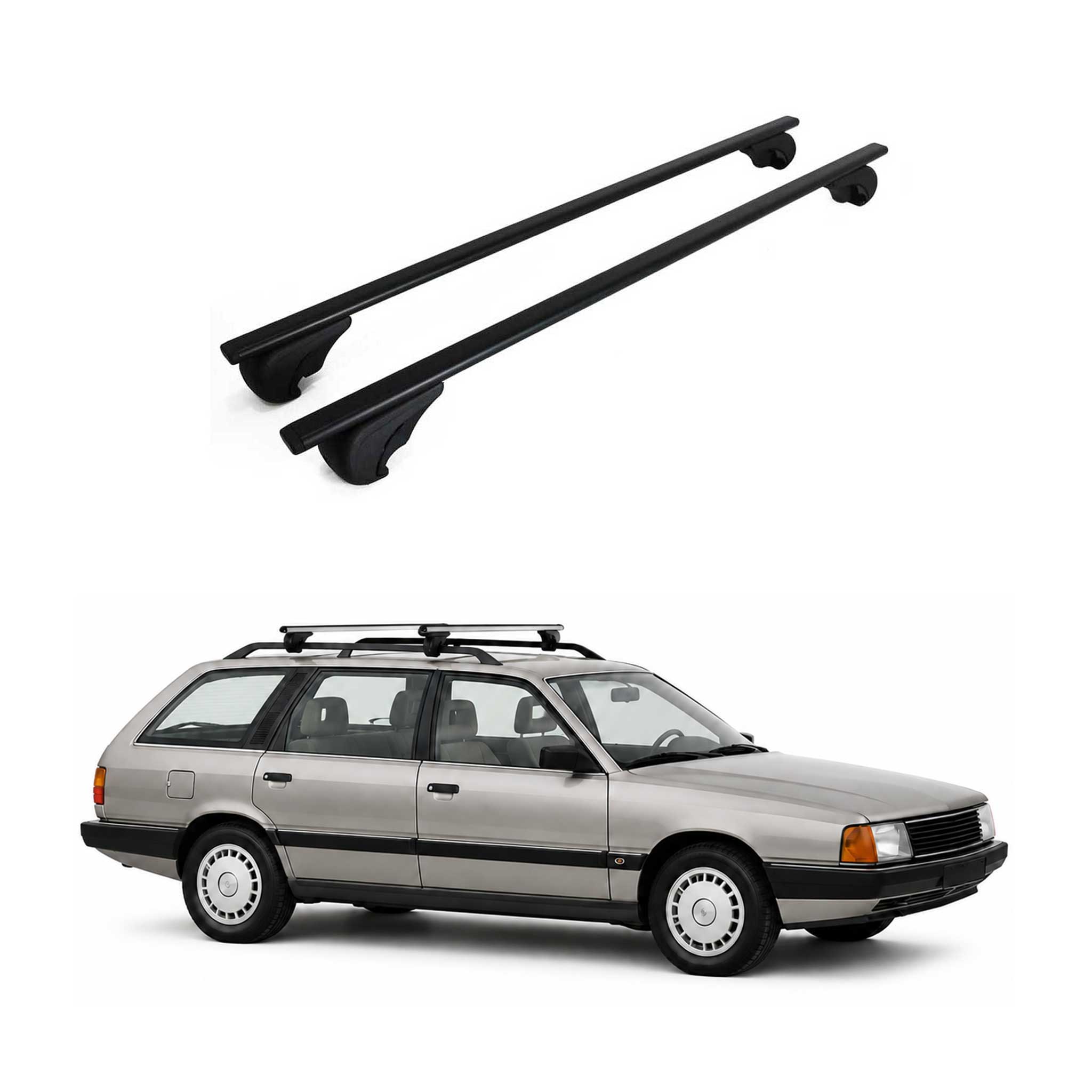 Barres de toit Transversales pour Audi 100 Avant 1983-1991 Fer Noir 2Pcs