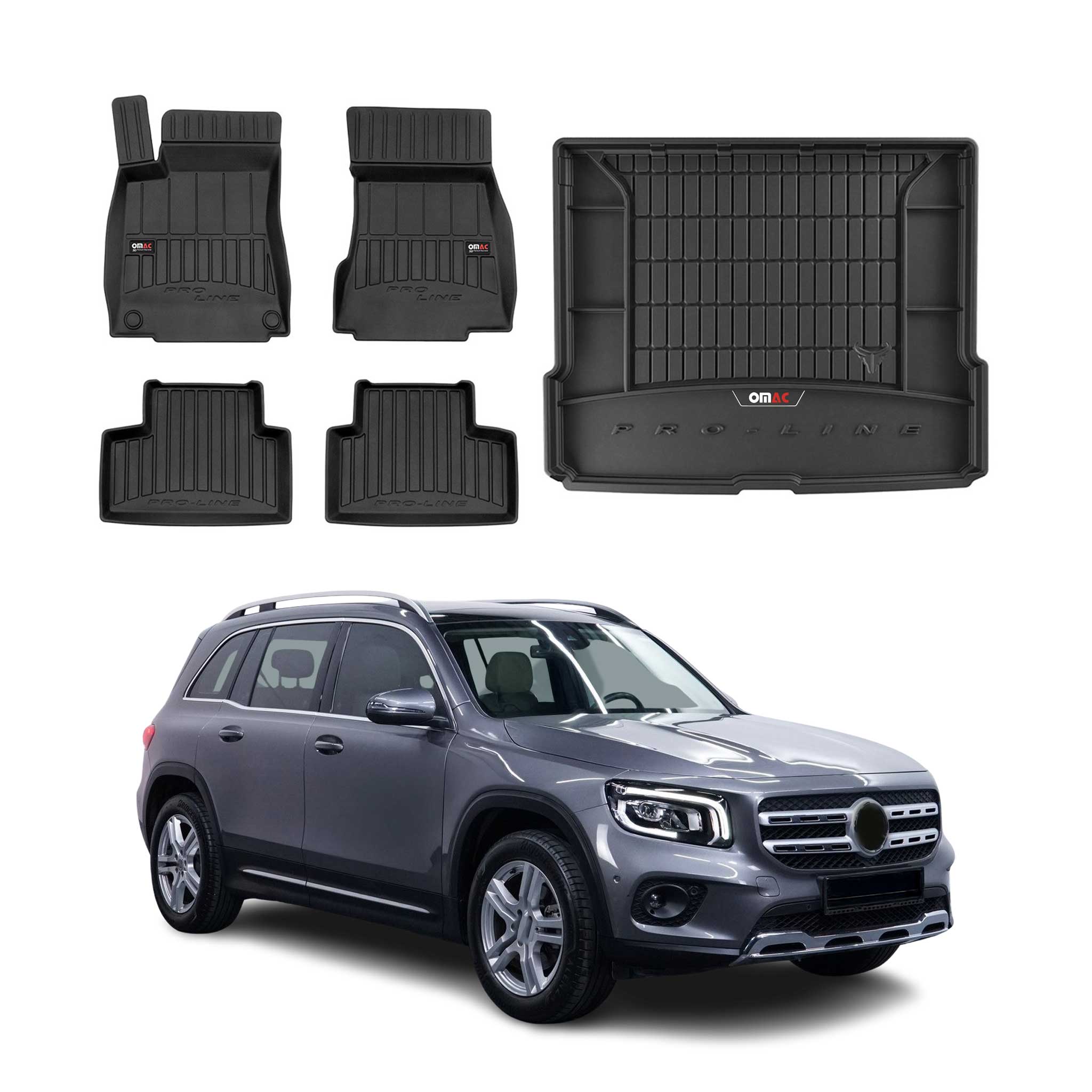 Kit Tapis de Sol et Coffre pour Mercedes Classe GLB X247 2019-2022 TPE Noir