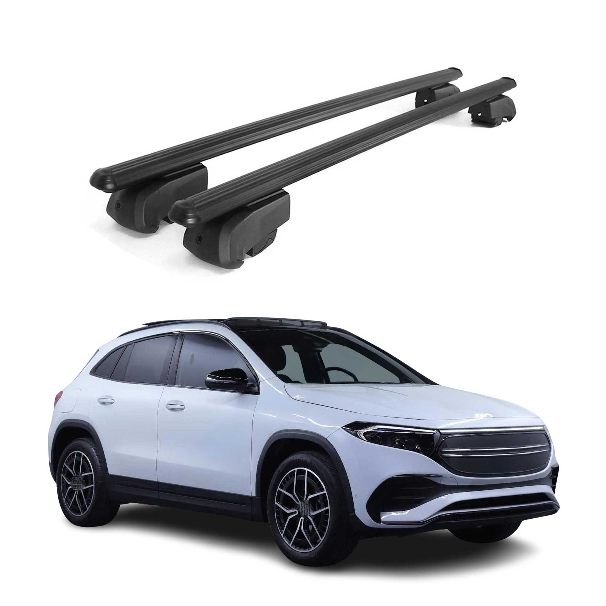 Barres de toit Transversales pour Mercedes EQA 2020-2023 Aluminium Noir ABE