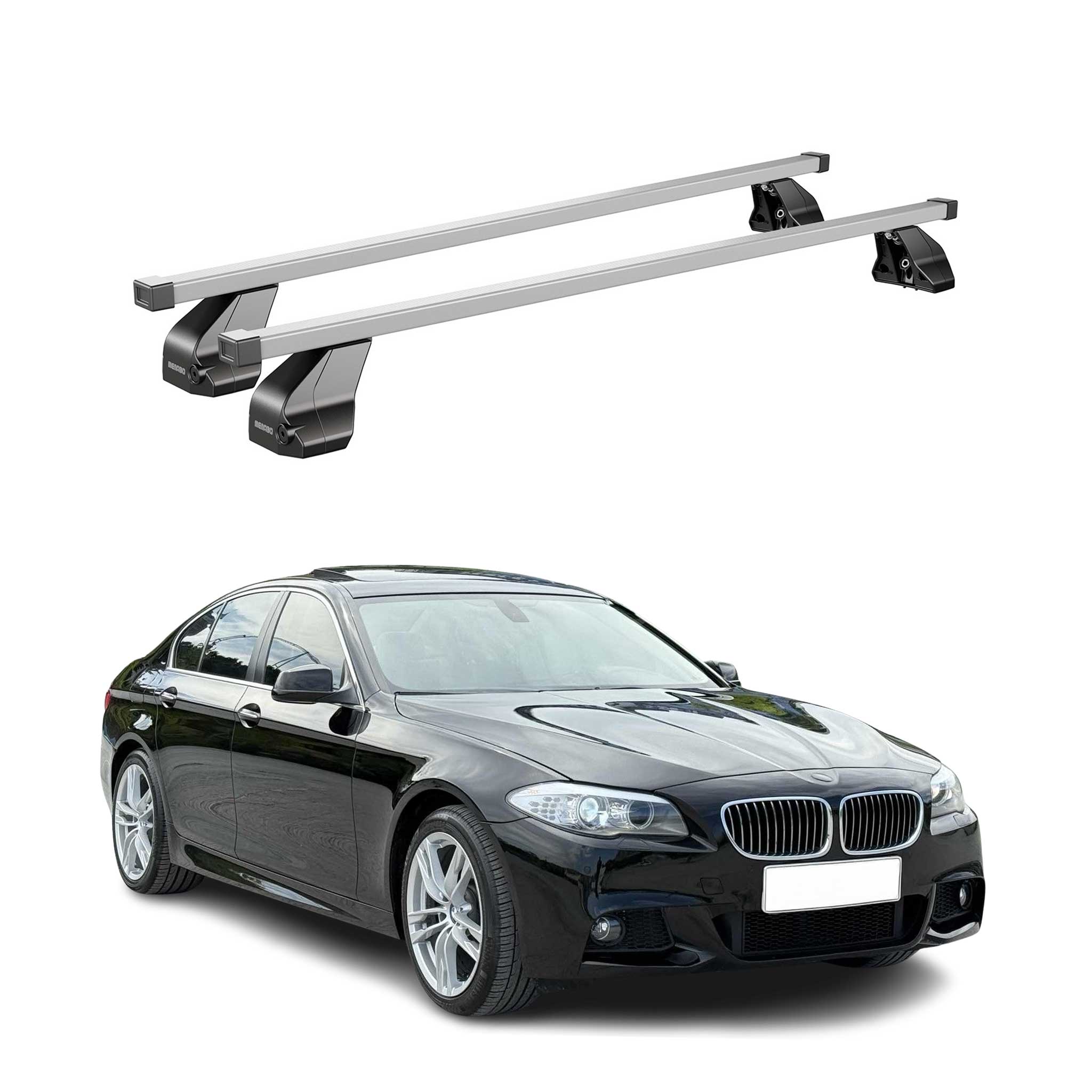 Barres transversales Menabo pour BMW Série 5 F10 Berline 2010-2016 Acier Gris