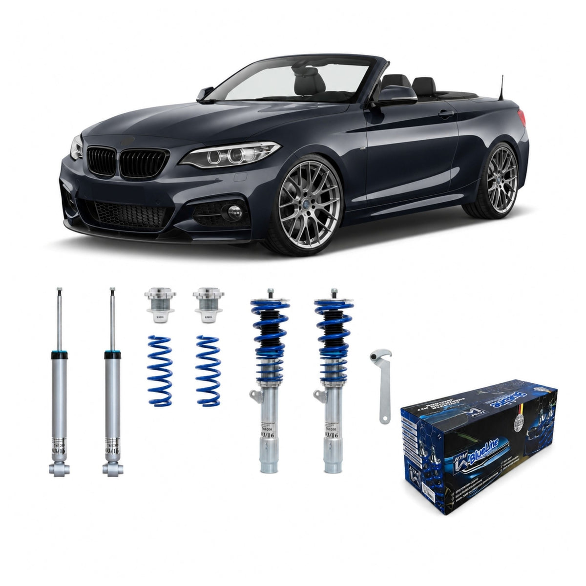 JOM BlueLine Combinés Filetés pour BMW Série 2 Coupé Cabriolet F22/23 218 220 225 228 2013-