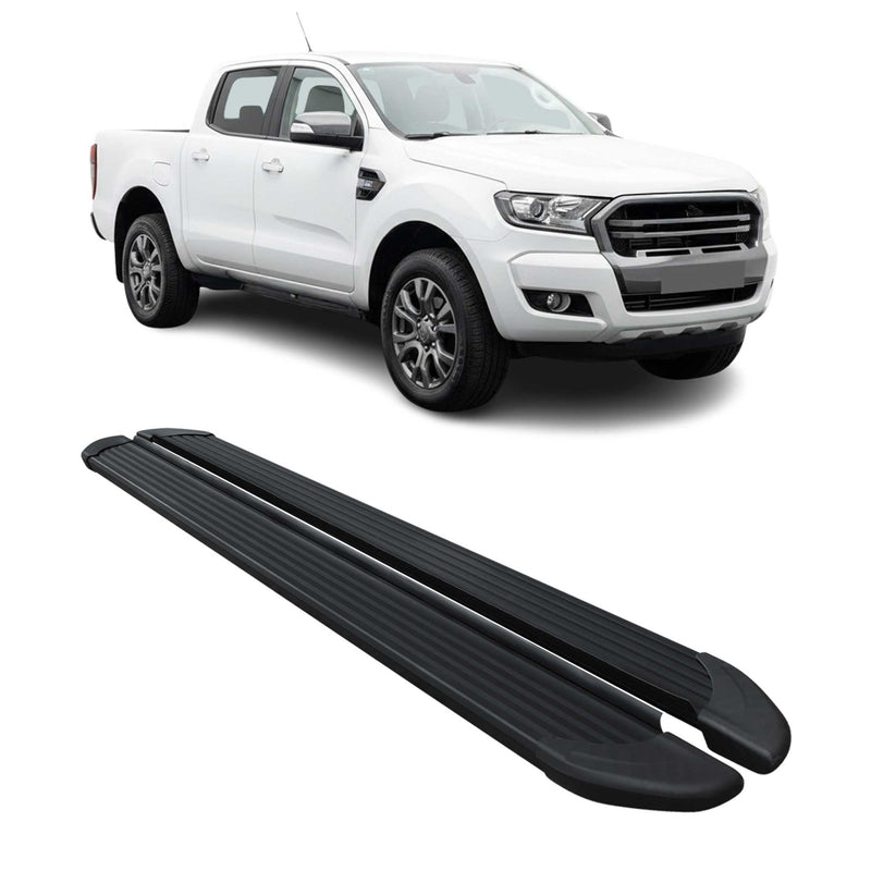 Marchepieds Latéraux pédale pour Ford Ranger T6 2012-22 DoubleCab Noir Alu