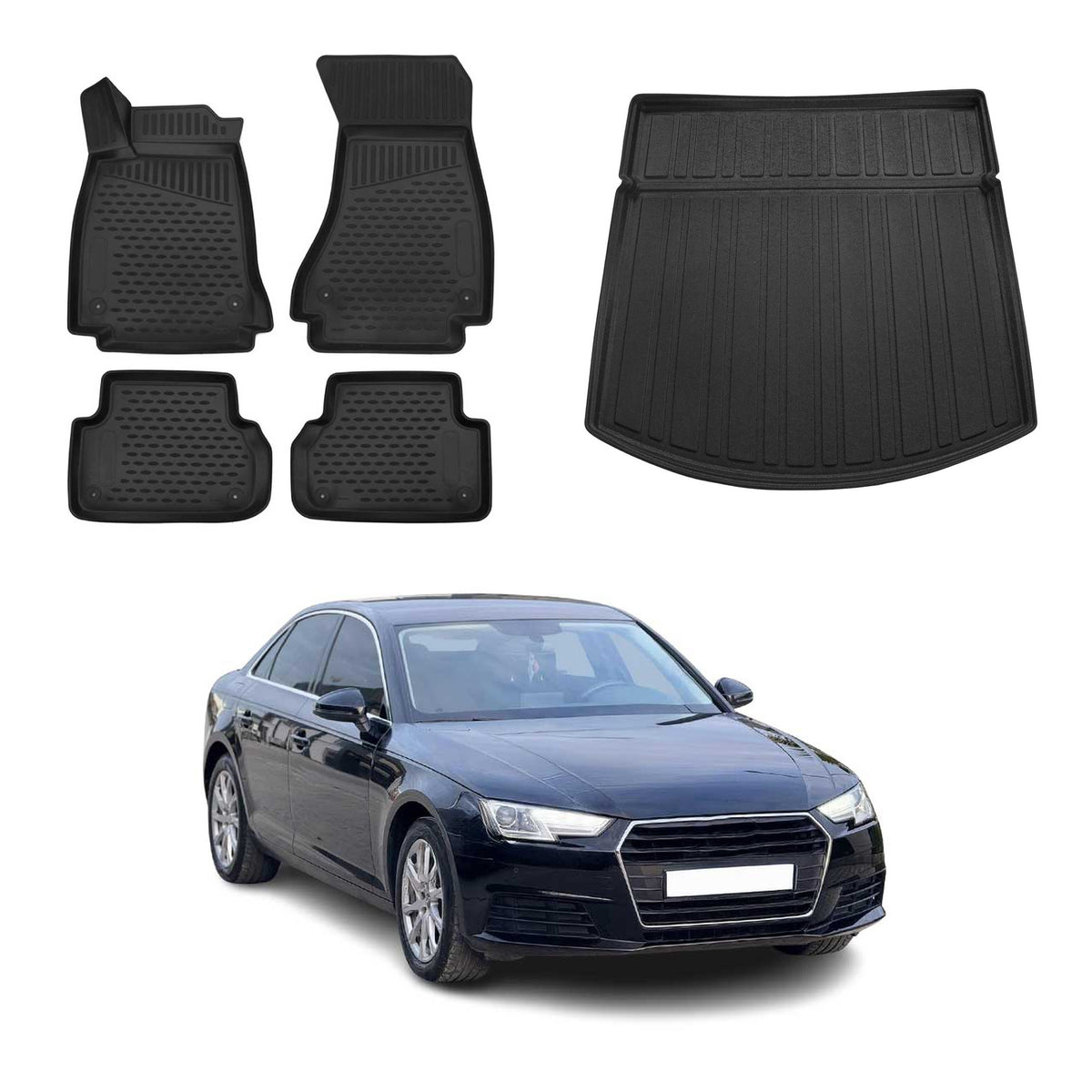 OMAC Kit Tapis de Sol et Coffre pour Audi A4 S4 B9 Berline 2016-2025