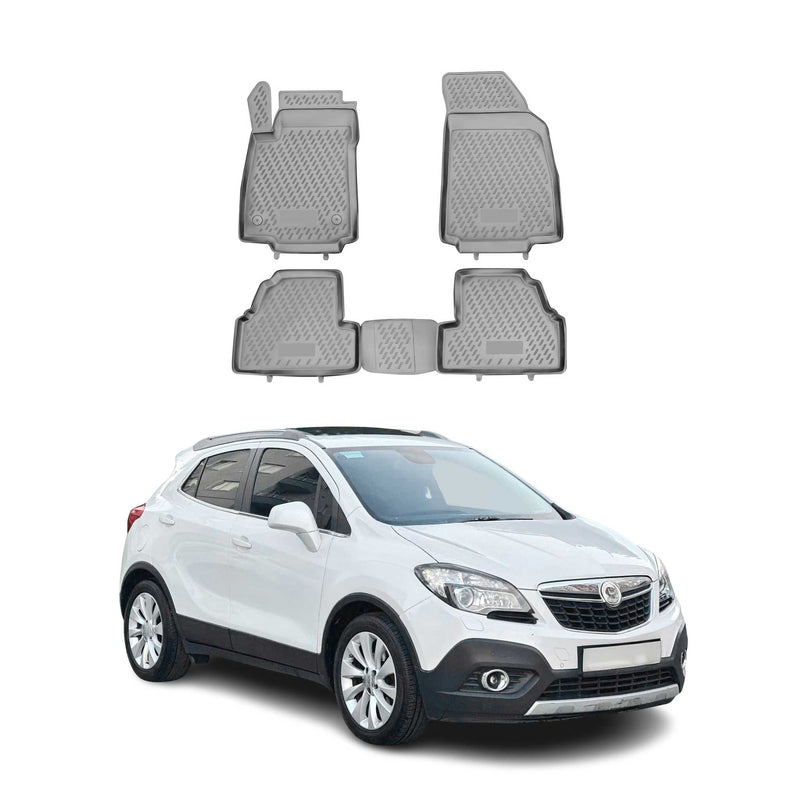 Tapis de sol pour Opel Mokka 2012-2017 en caoutchouc TPE 3D Gris 4Pcs