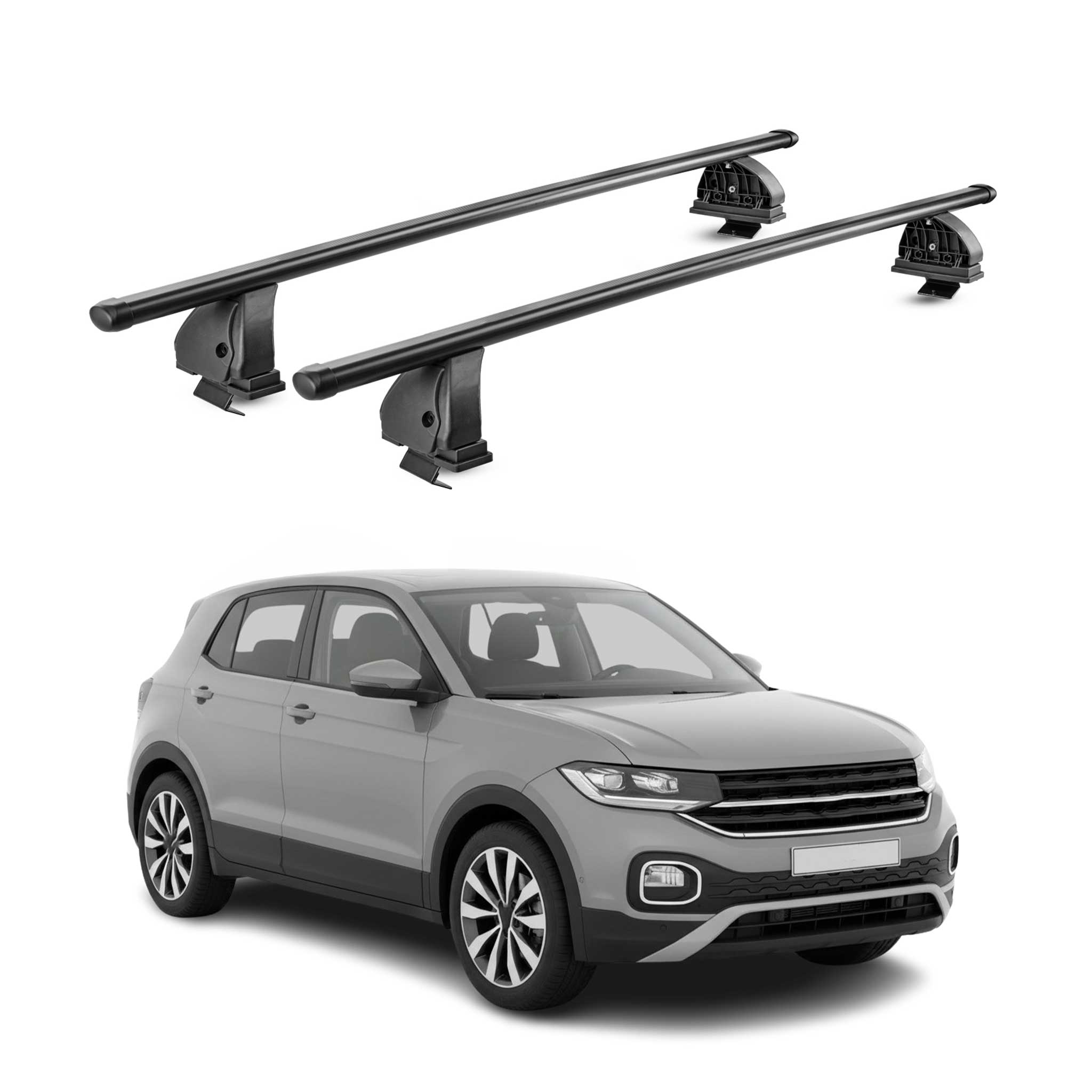 Barres de toit transversales acier pour VW T-Cross (Sans barres) 2018-2026 Noir