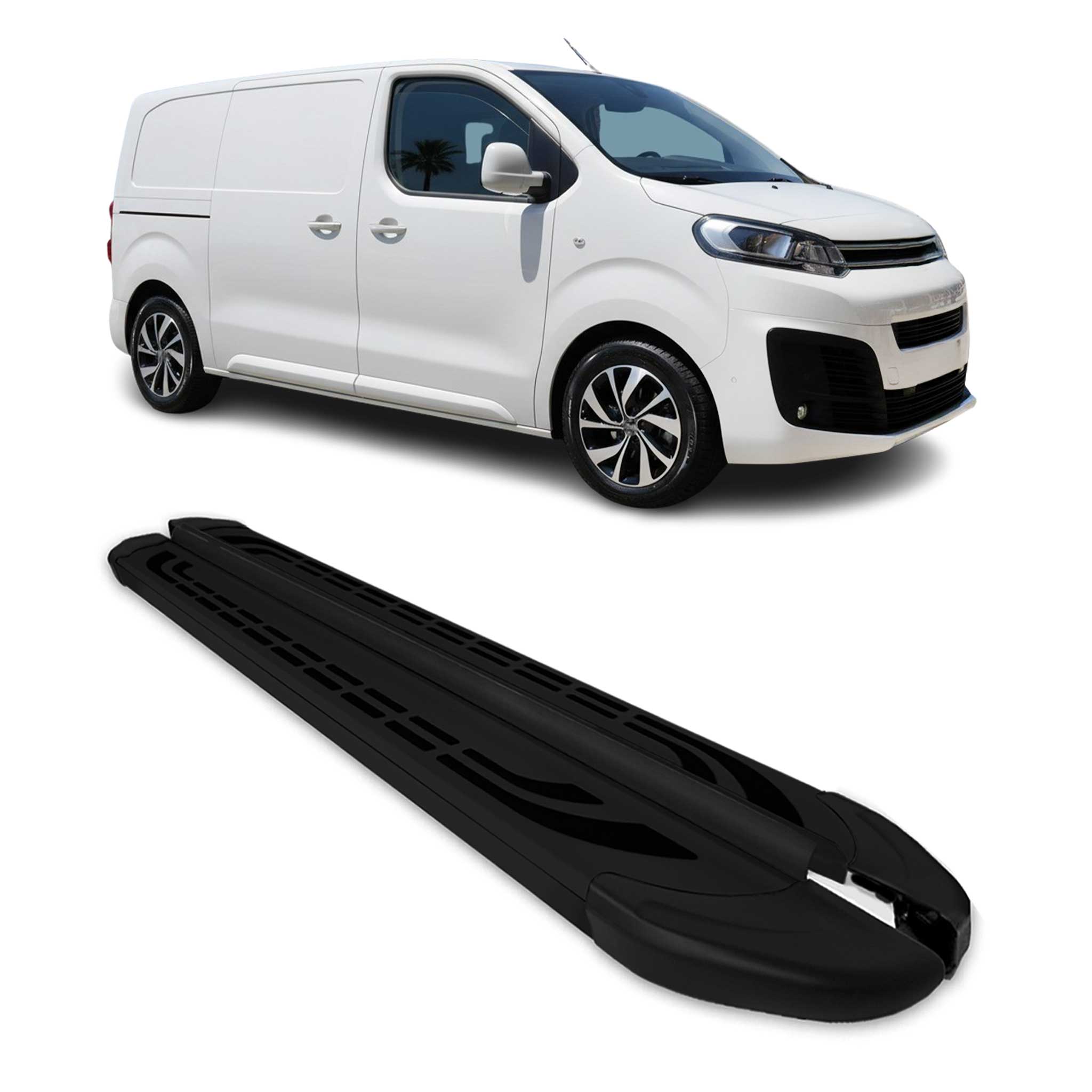 Marchepieds Latéraux pour Citroen Jumpy 2016-2026 Aluminium Noir L1 Court 2Pcs