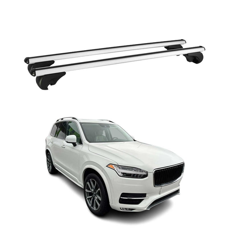 Barres de toit Transversales pour Volvo XC90 2015-2020 Aluminium Argent