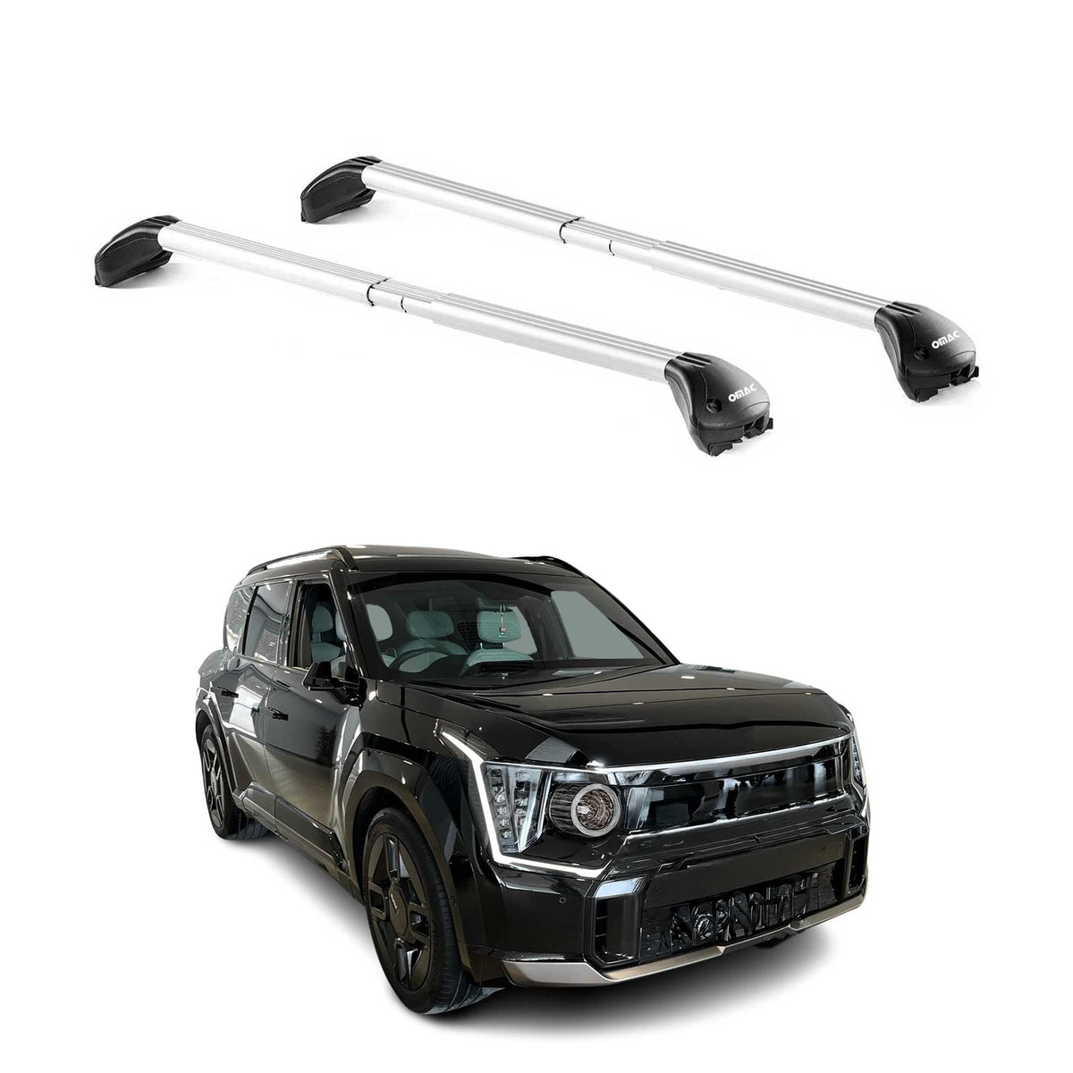 Barres transversales de toit ajustables pour Kia EV9 2023-2026 Alu Sliver ABE