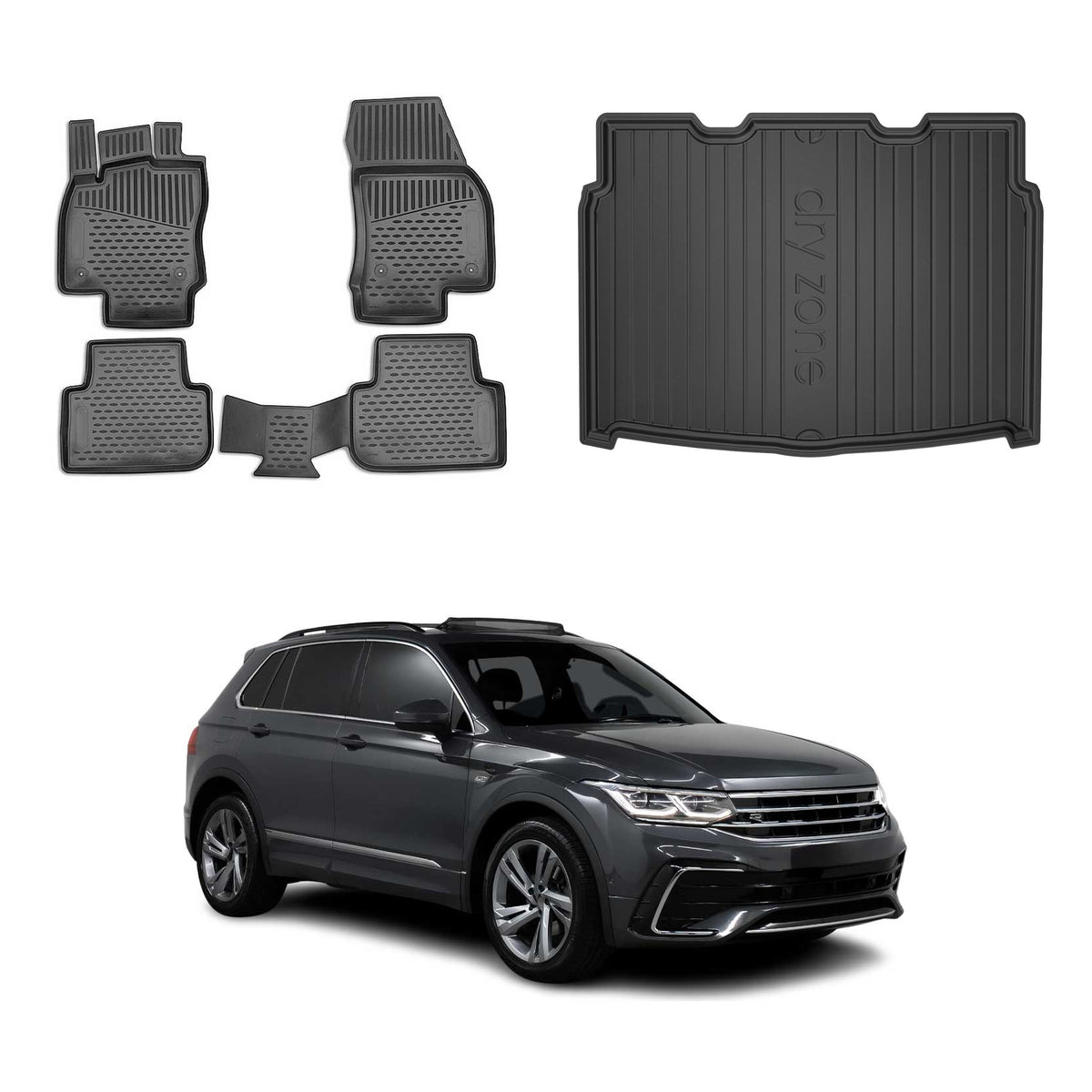 OMAC Kit Tapis de Sol et Coffre pour VW Tiguan mk2 2016-2024 inférieur