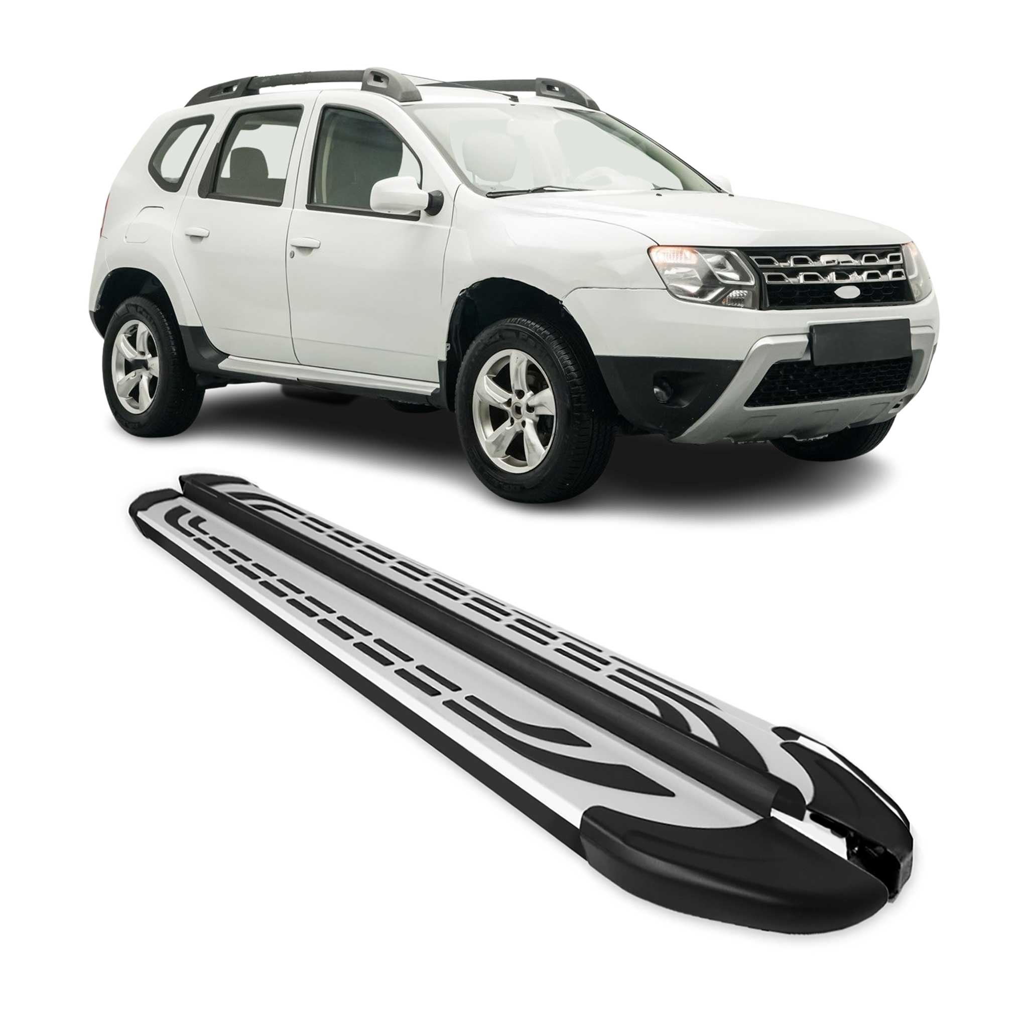 Marchepieds Latéraux pédale pour Dacia Duster 2010-2018 Aluminium Gris Noir 2x