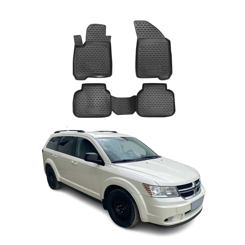 Tapis de sol pour Dodge Journey 2008-2024 en caoutchouc TPE 3D Noir 4Pcs