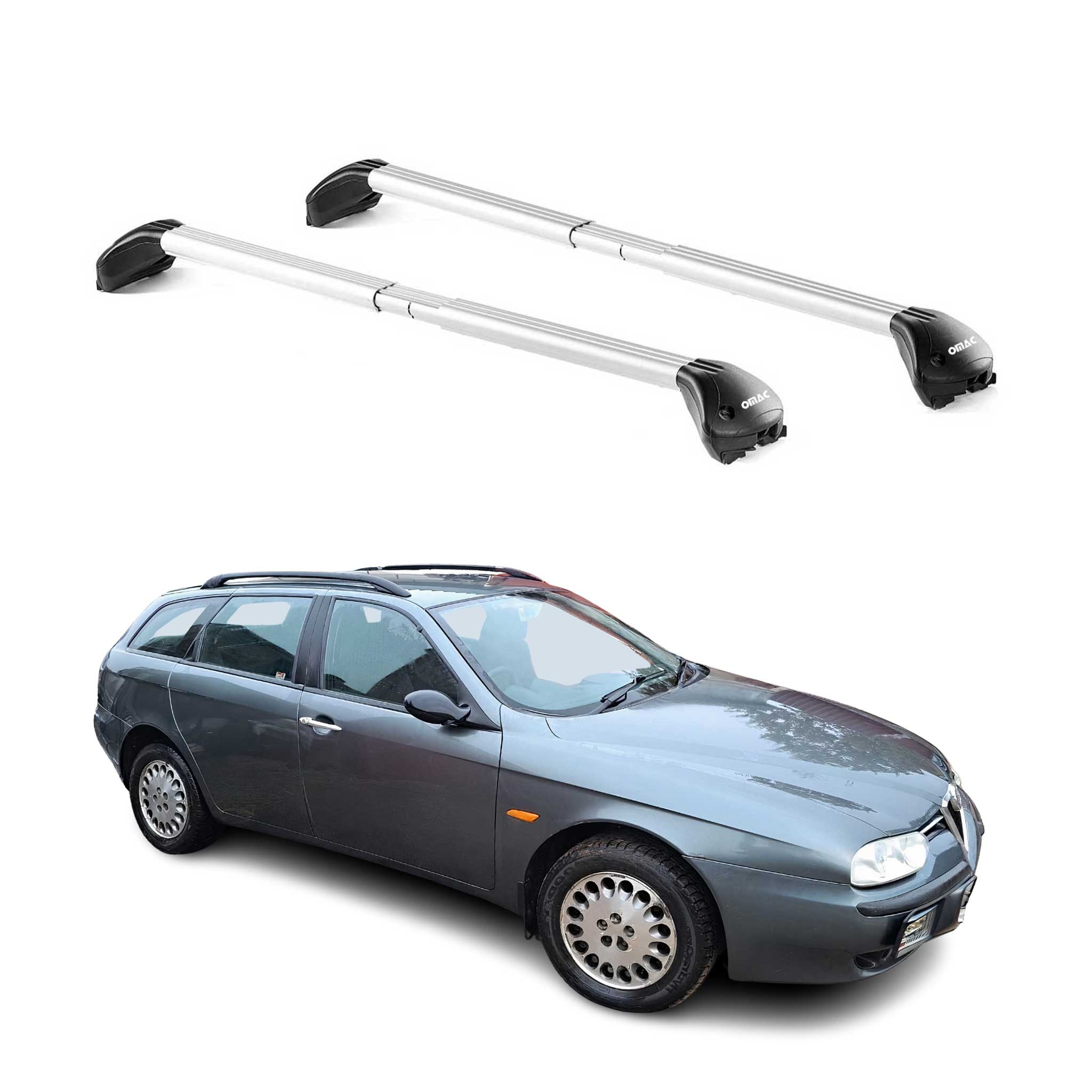 Barres de toit pour Alfa Romeo 156 / 159 Sportwagon 2004-2011 Gris 2 pièces ABE