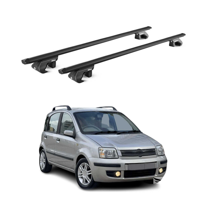 Barres de toit transversales ABE pour Fiat Panda II 2003-2012 5 P Alu Noir 2x