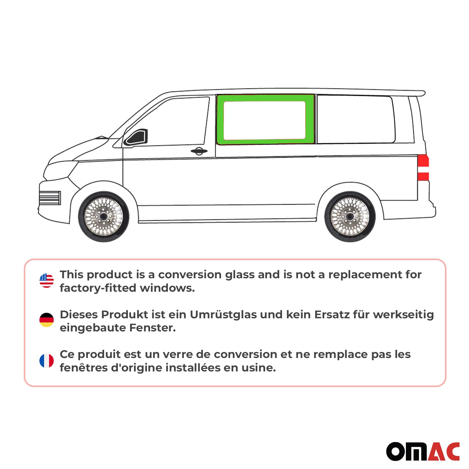 Fixe Vitre Porte pour VW T5 2003-2015 L1/L2 Avant Gauche Pas pour Coulissante