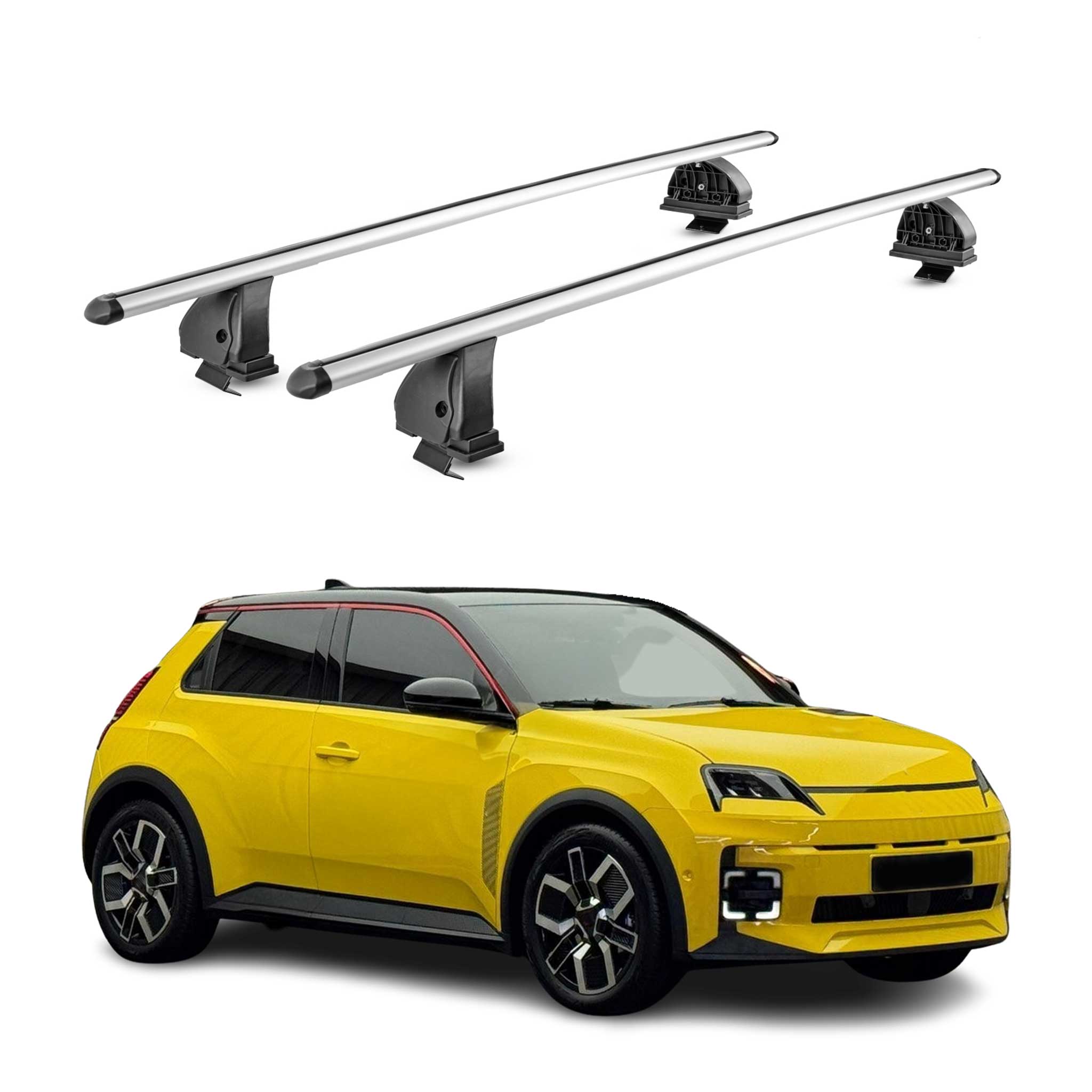 Barres de toit transversales Alu pour Renault 5 E-Tech 2024-2026 TÜV Gris 2Pcs