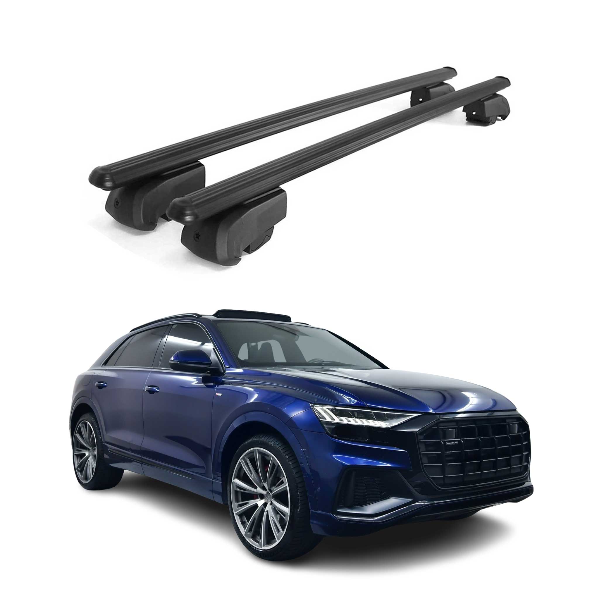 Barres de toit Transversales pour Audi Q8 2018-2025 Aluminium Noir ABE