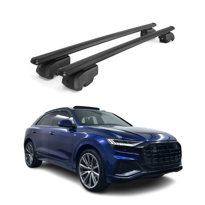 Barres de toit Transversales pour Audi Q8 2018-2025 Aluminium Noir ABE