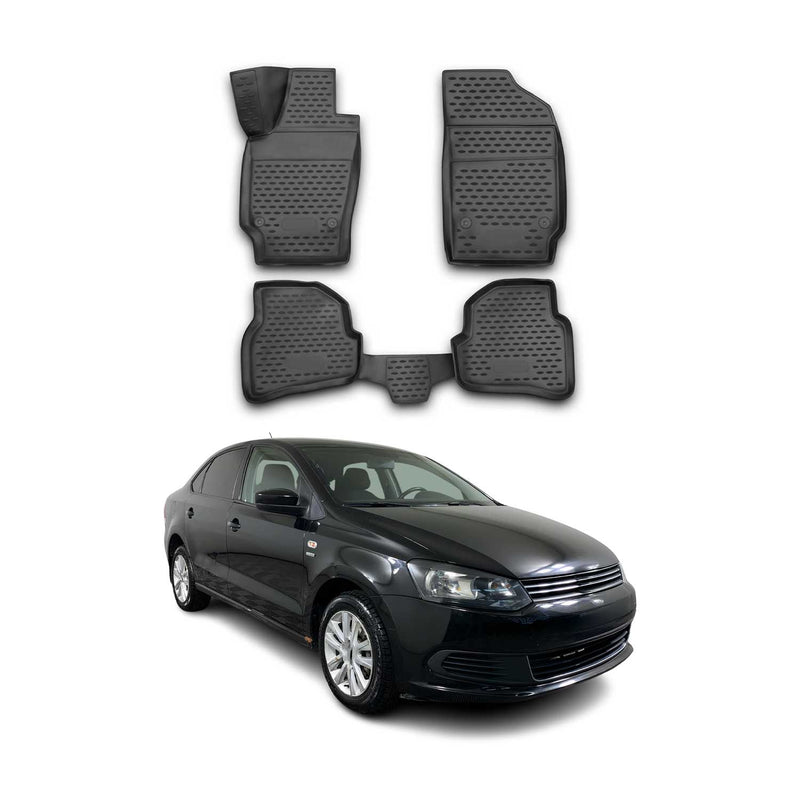 Tapis de sol pour VW Polo 2009-2014 HB en caoutchouc TPE 3D Noir 4Pcs