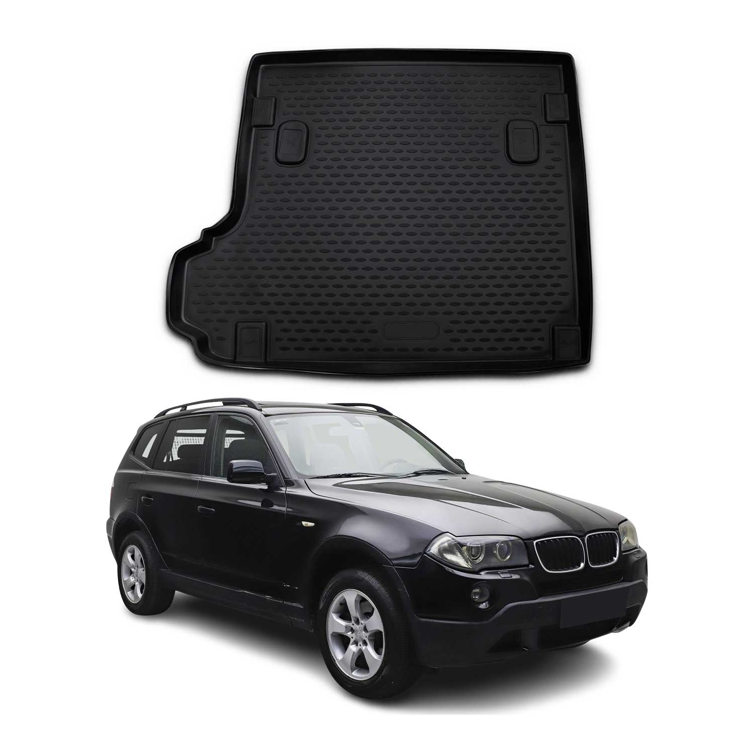 OMAC Tapis de coffre pour BMW X3 E83 2003-2010 en caoutchouc Noir