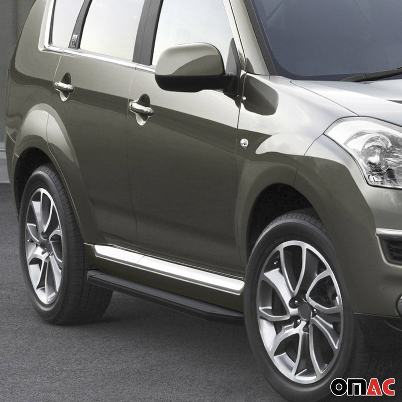 Marchepieds Latéraux pour Citroen C-Crosser 2007-2013 en Aluminium Noir 2Pcs
