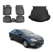 Kit Tapis de Sol et Coffre pour Ford Mondeo IV Liftback 2007-2014 Noir TPE
