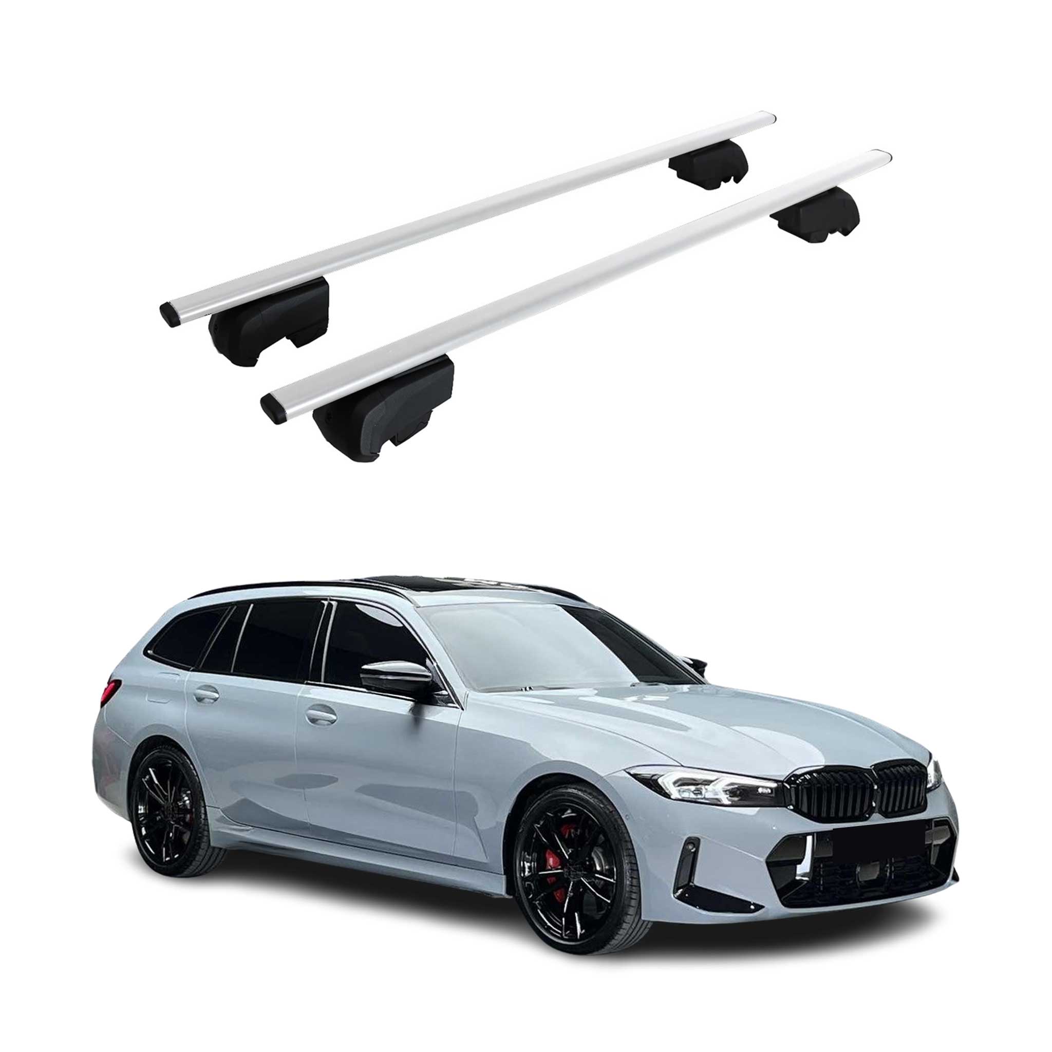 Barres de toit transversales pour BMW Série 3 G21 Break 2019-2024 Fer Argent