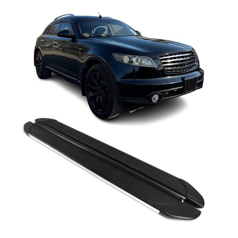 Marchepieds Latéraux pour Infiniti FX35 2003-2008 Aluminium Gris Noir 2Pcs