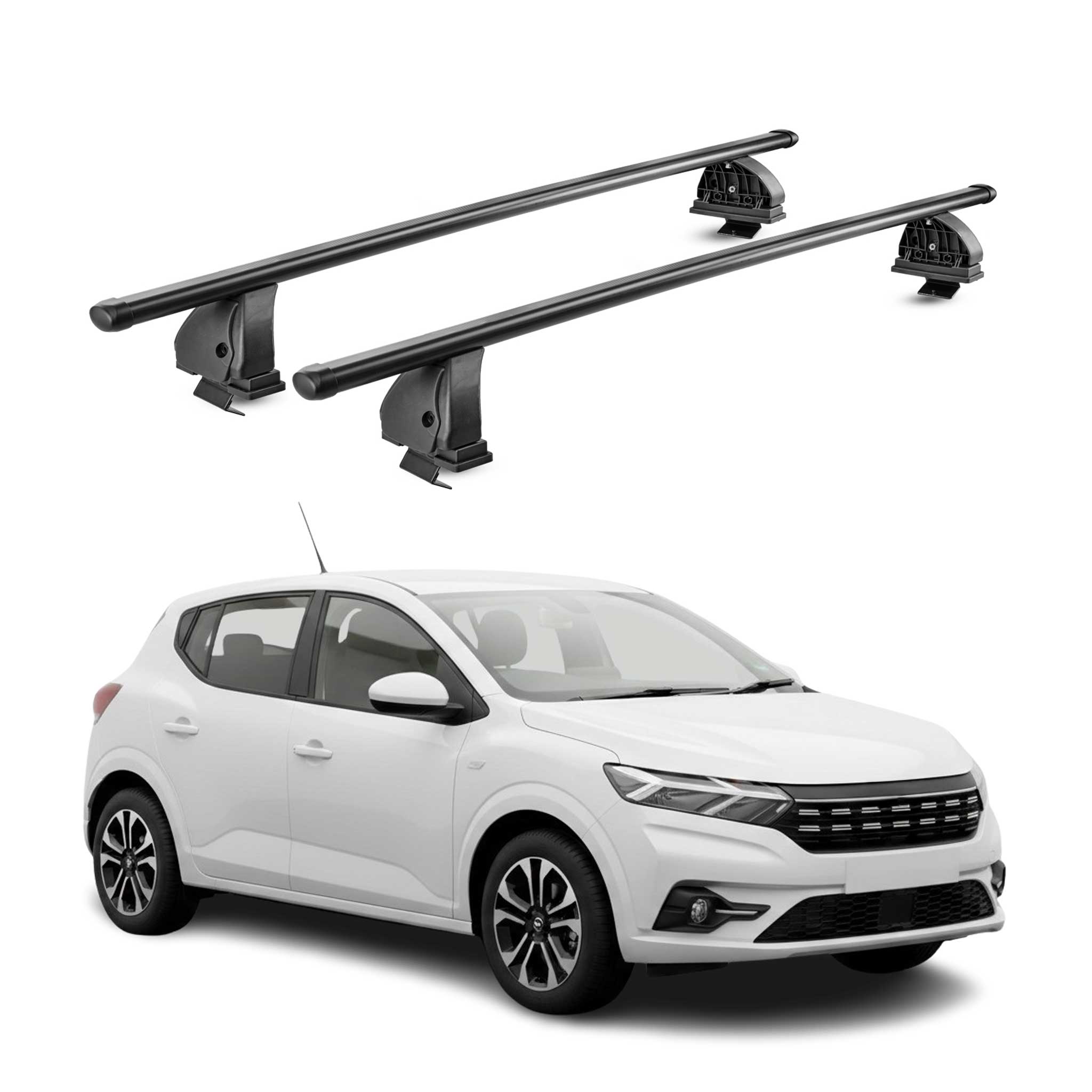 Barres de toit transversales acier pour Dacia Sandero III 2021-2026 TÜV Noir 2x