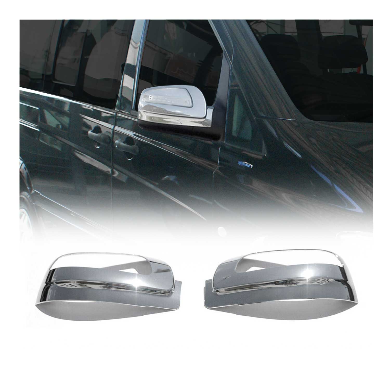 Coques de Rétroviseurs pour Mercedes Vito W639 2010-2014 ABS Argent