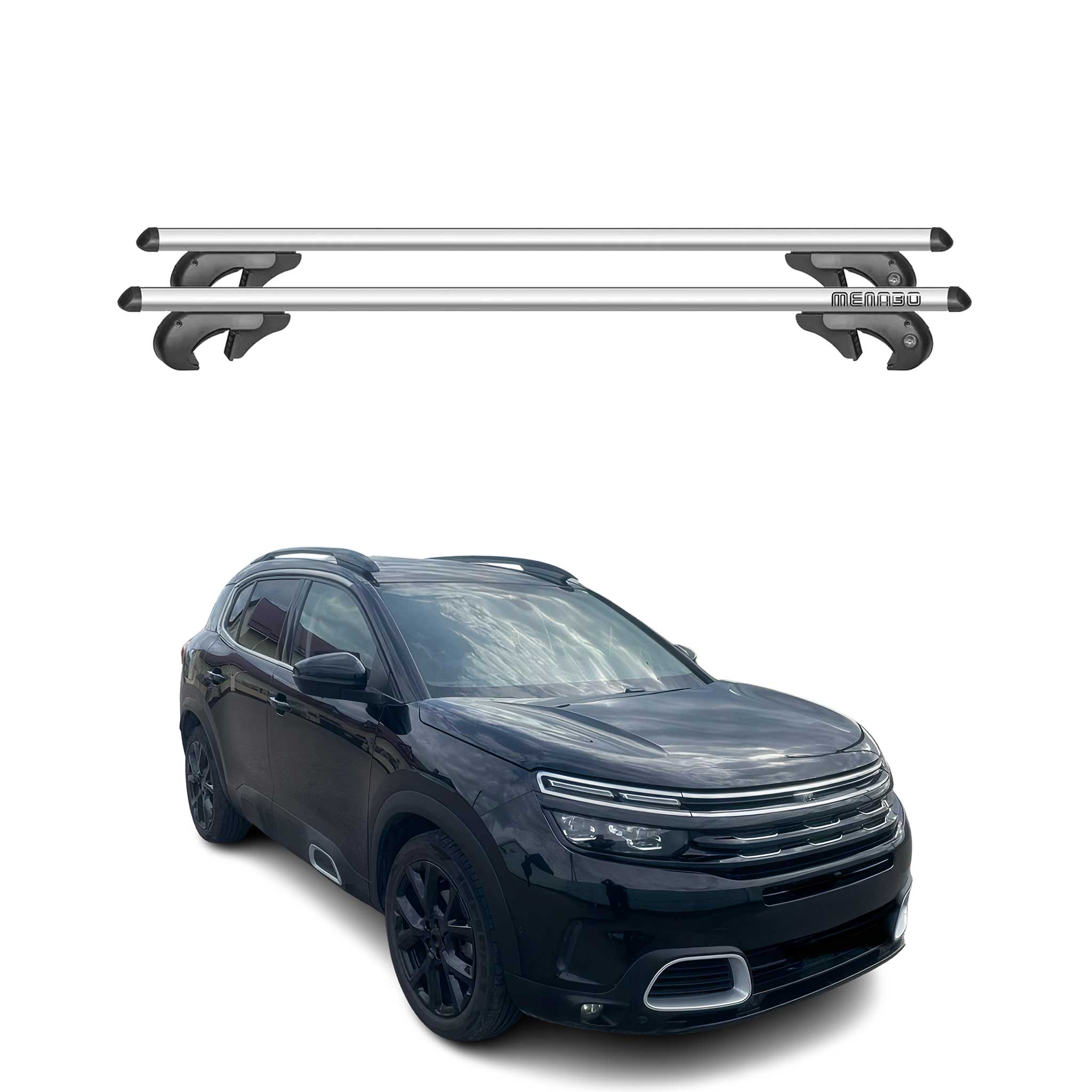 Barres de toit transversales pour Citroen C5 Aircross 2018-2025 90kg Alu Gris