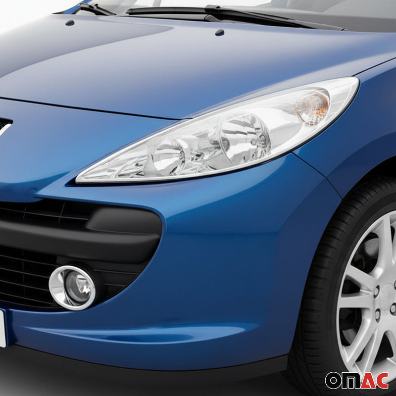Cadres De Phare Avant pour Peugeot 207 2006-2012 ABS Chromé 2 Pcs