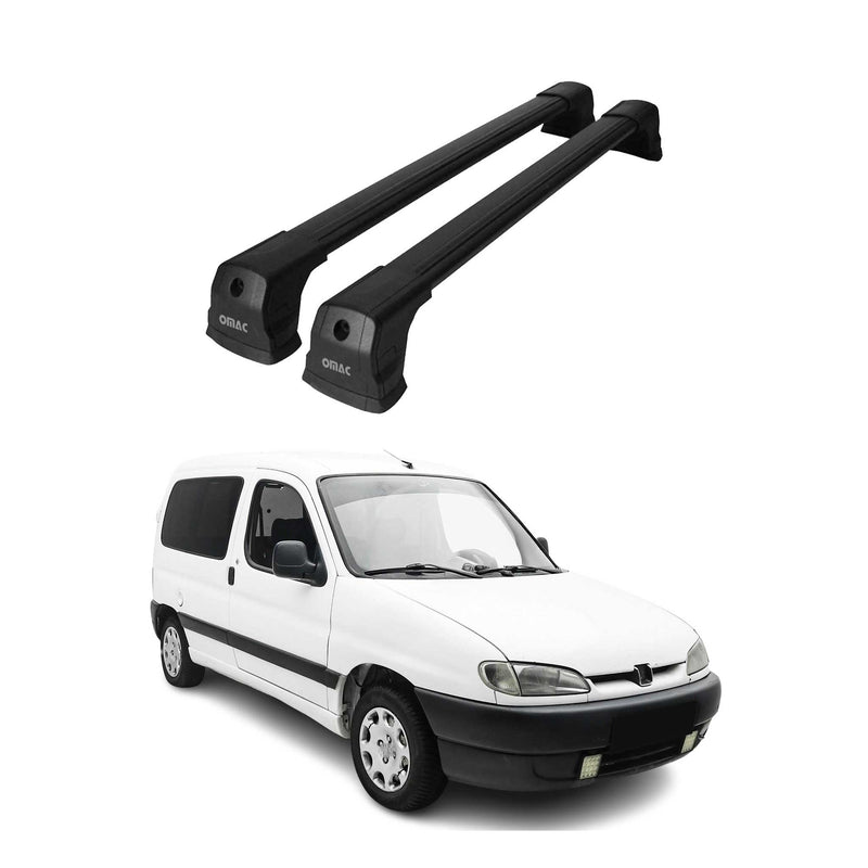 Barres De Toit Transversales pour Peugeot Partner 1996-2008 Alu Noir 2x
