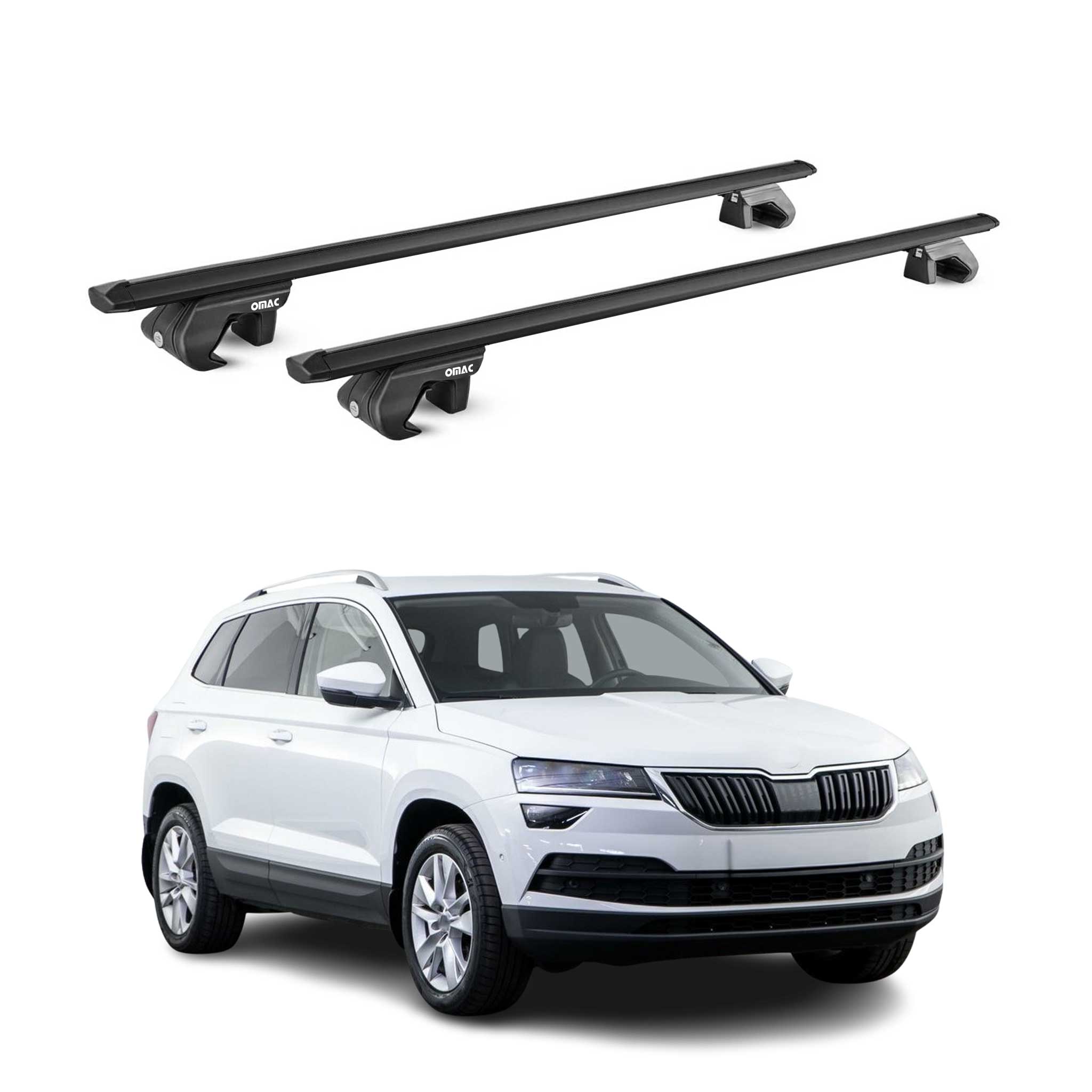Barres de toit transversales ABE pour Skoda Karoq 2017-2026 Aluminium Noir 2x