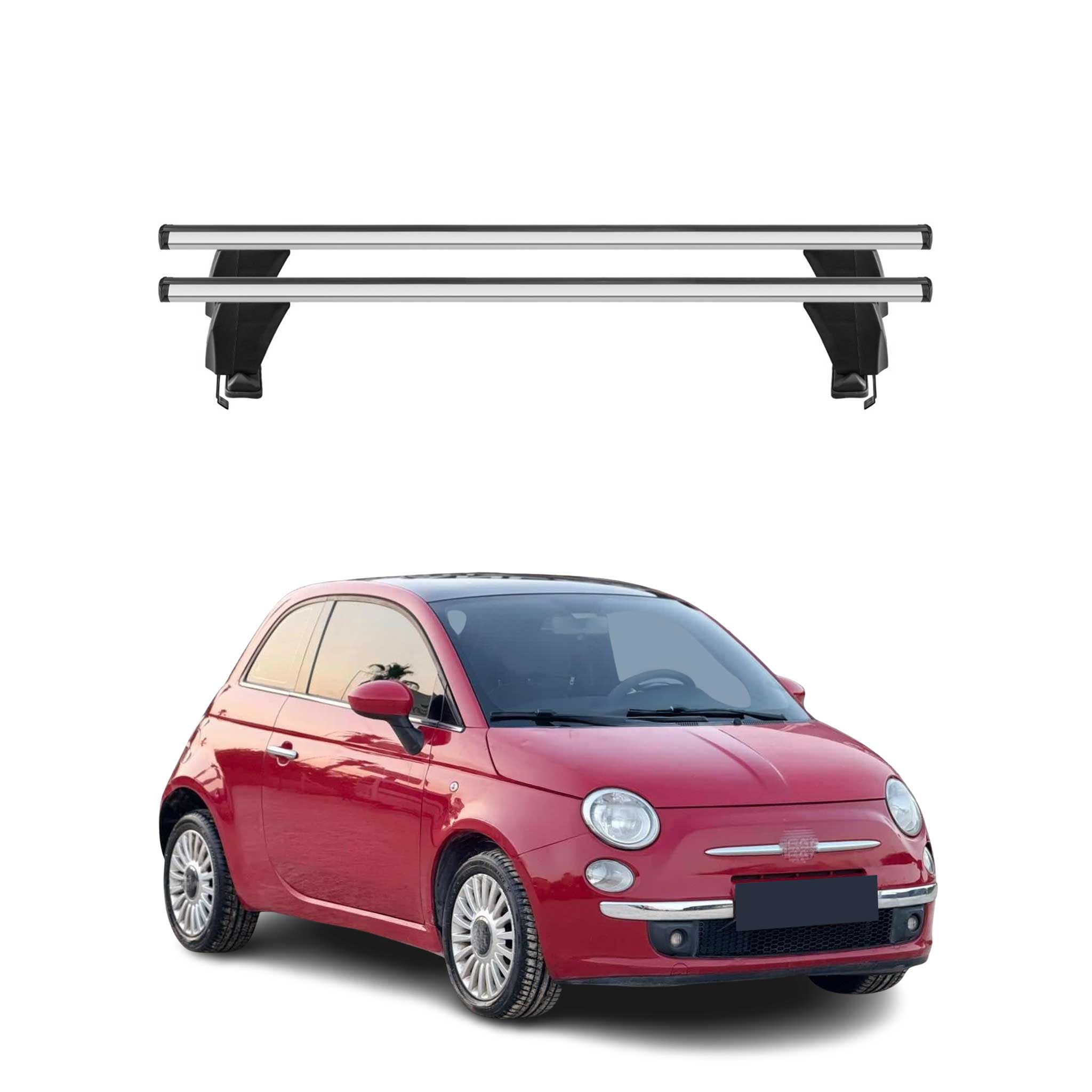 Barres de toit Transversales pour Fiat 500/500e/500EV/500 Hybrid 2007-26 Gris 2x