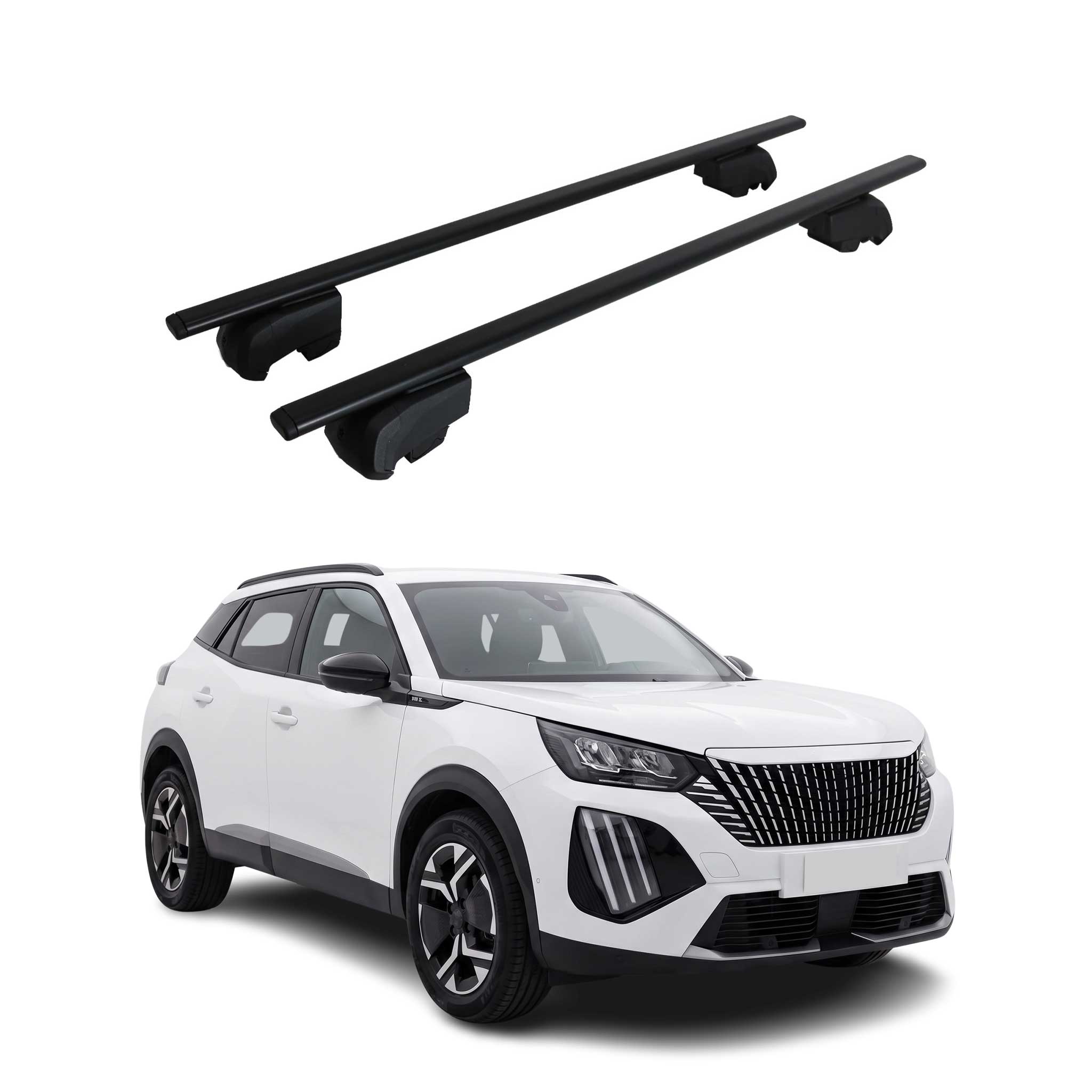 Barres de toit Transversales pour Peugeot e-2008 2023-2026 Fer Noir 2Pcs