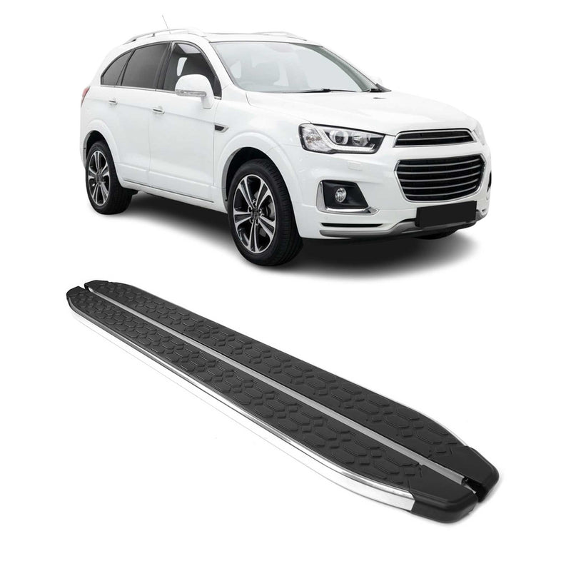 Marchepieds Latéraux pour Chevrolet Captiva 2016-2019 inox Brillant Argent Noir