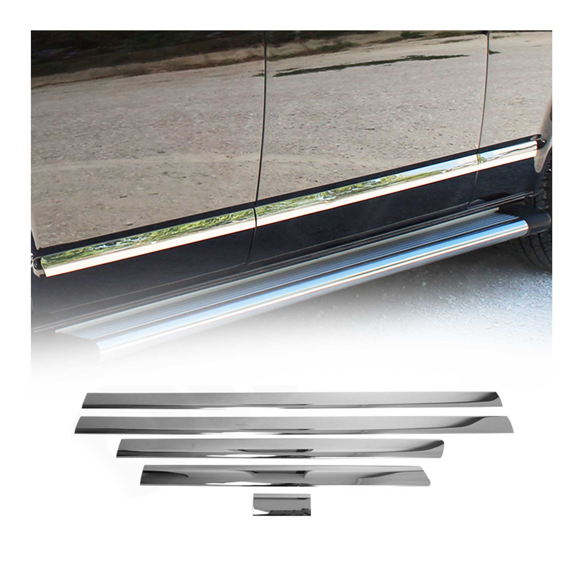 Baguette Latérale de porte pour VW T6 T6.1 Transporter 2015-2024 L1 court chromé