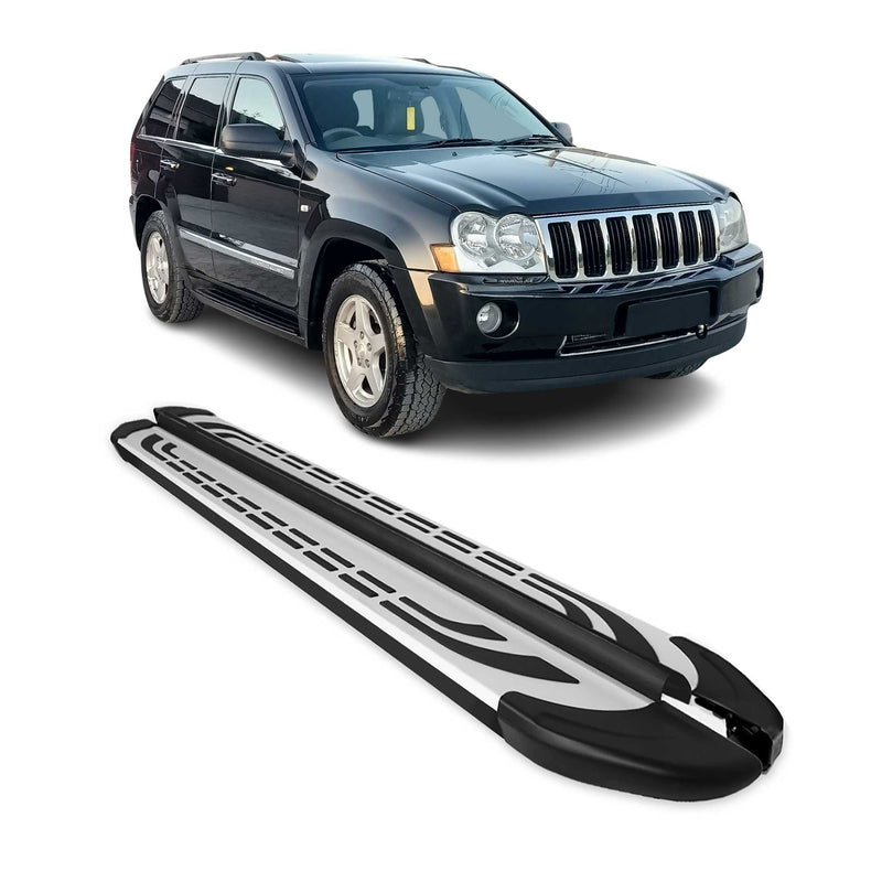 Marchepieds Latéraux pour Jeep Grand Cherokee 2005-2011 Aluminium Gris Noir 2Pcs