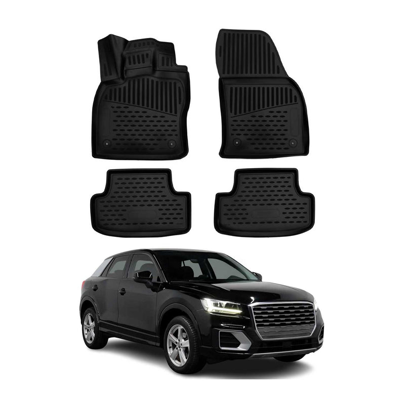 OMAC 3D Tapis de sol pour Audi Q2 2017-2025 caoutchouc TPE Noir 4Pcs