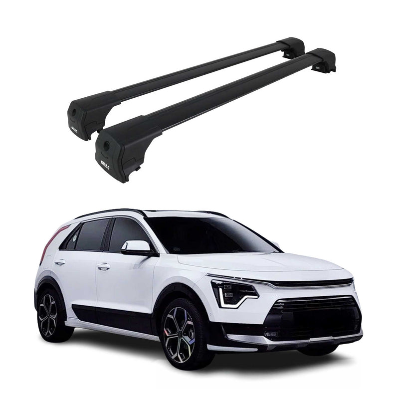 Barres De Toit Transversales pour Kia Niro 2022-2025 Aluminium Noir ABE