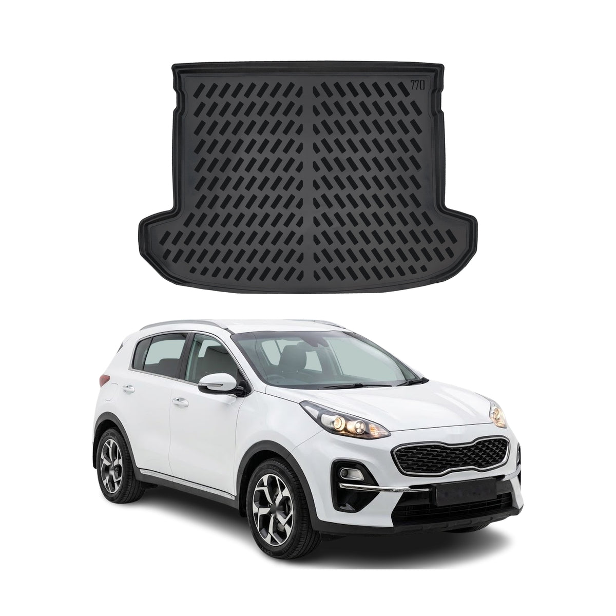 Tapis de coffre Supérieur pour Kia Sportage 4 2016-2021 Noir 3D en TPE